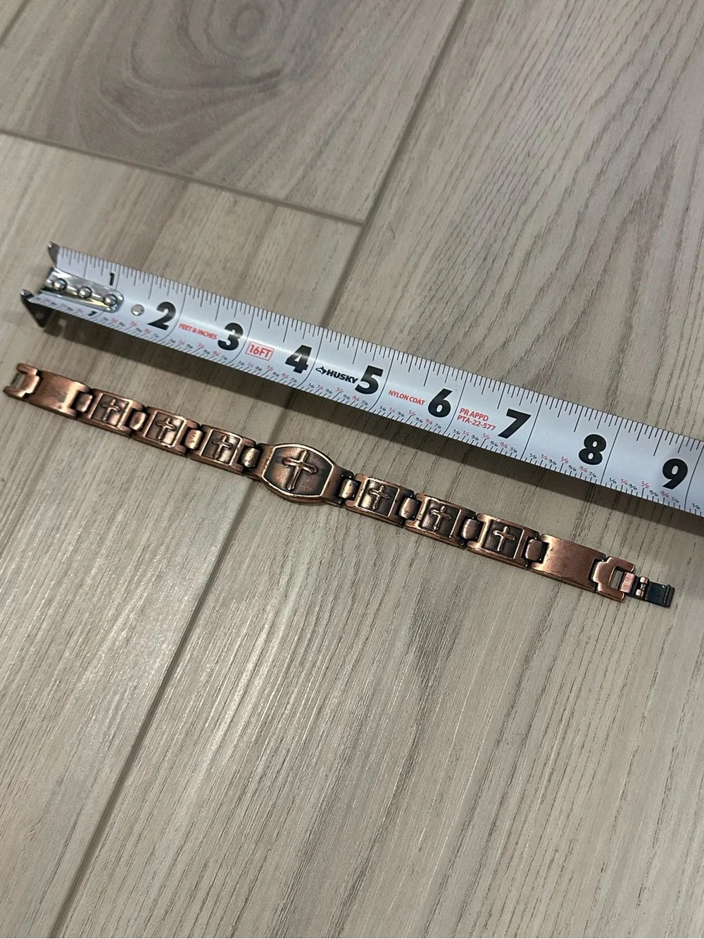 VTG Copper Religious Cross Link Bracelet (9 Inches)